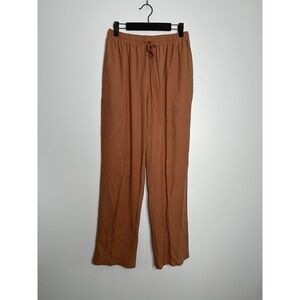L.L. Bean Cotton Linen Ramie Pants‎ Womens Medium Terracotta Drawstring Relaxed